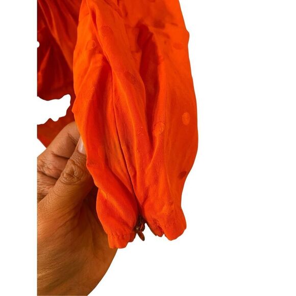 Essentiel Antwerp Viesbeth Silk Puff Sleeve Dress Orange Size 8 MSRP: $460 - Picture 9 of 11